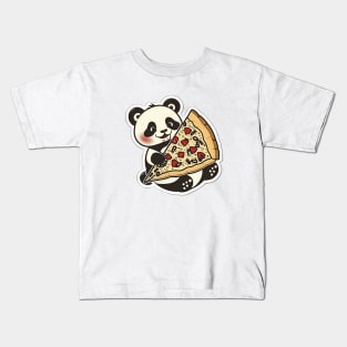 Cute Cartoon Panda Eating Pizza Funny Kawaii Kids T-Shirt